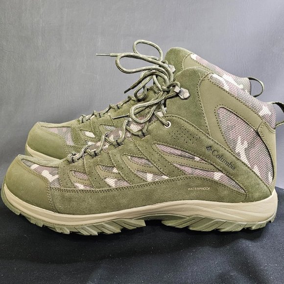Columbia Hiking Boot Mens Crestwood Mid Waterproof Green BM5371-384 sz 16 - Picture 1 of 7